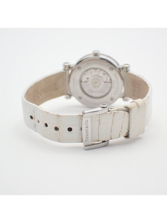 Tiffany & Co Atlas Date Automatic Watch White Dial Ceramic SS Leather Strap Pawn main image 9